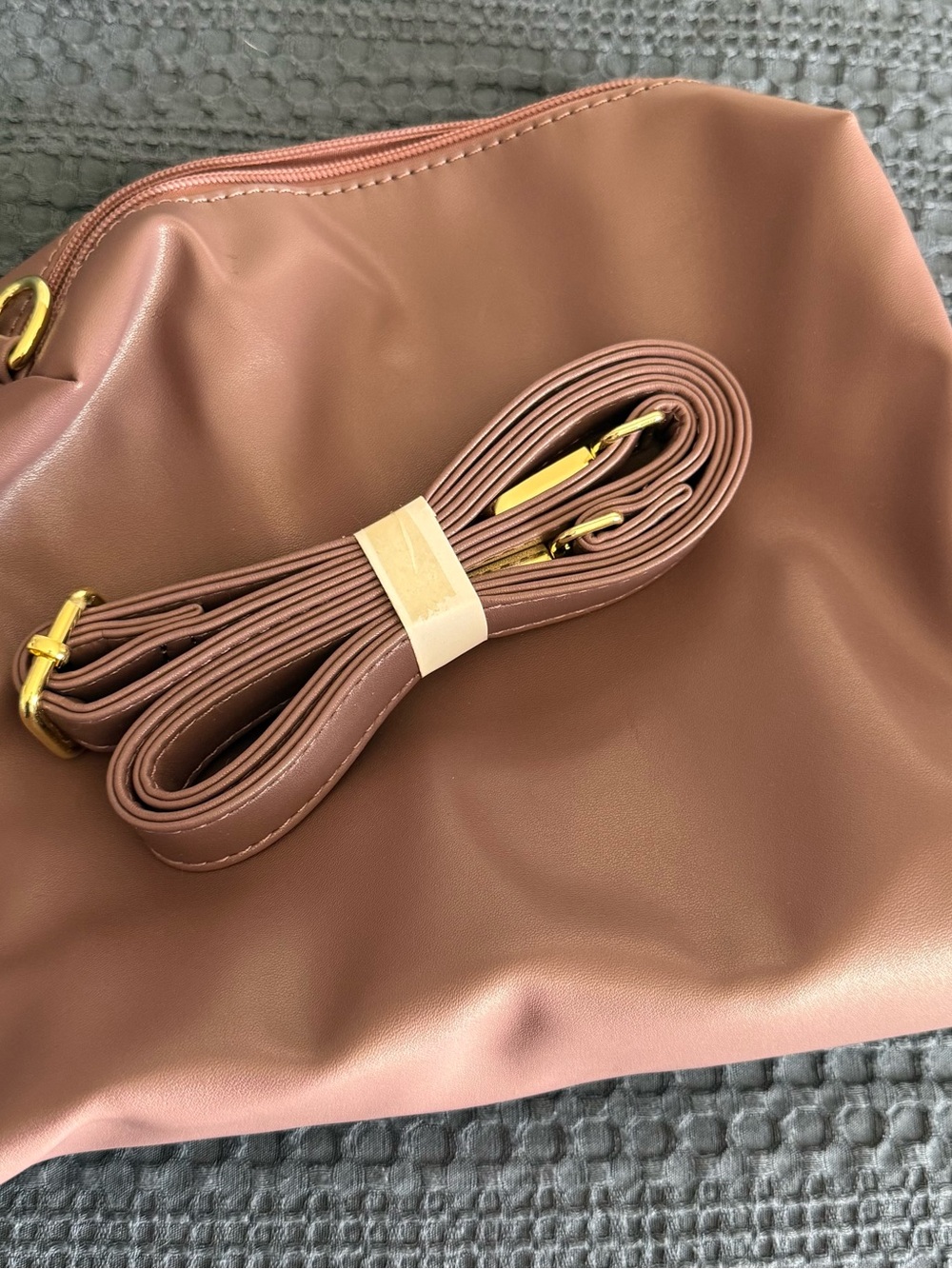 Source Unknown Rose Brown Shoulder Bag with Gold Hardware